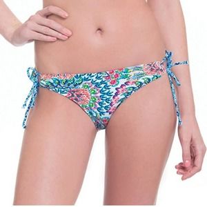 Profile Blush by Gottex Peacock Side Circle Tie Swim Bikini Bottom XS 6
